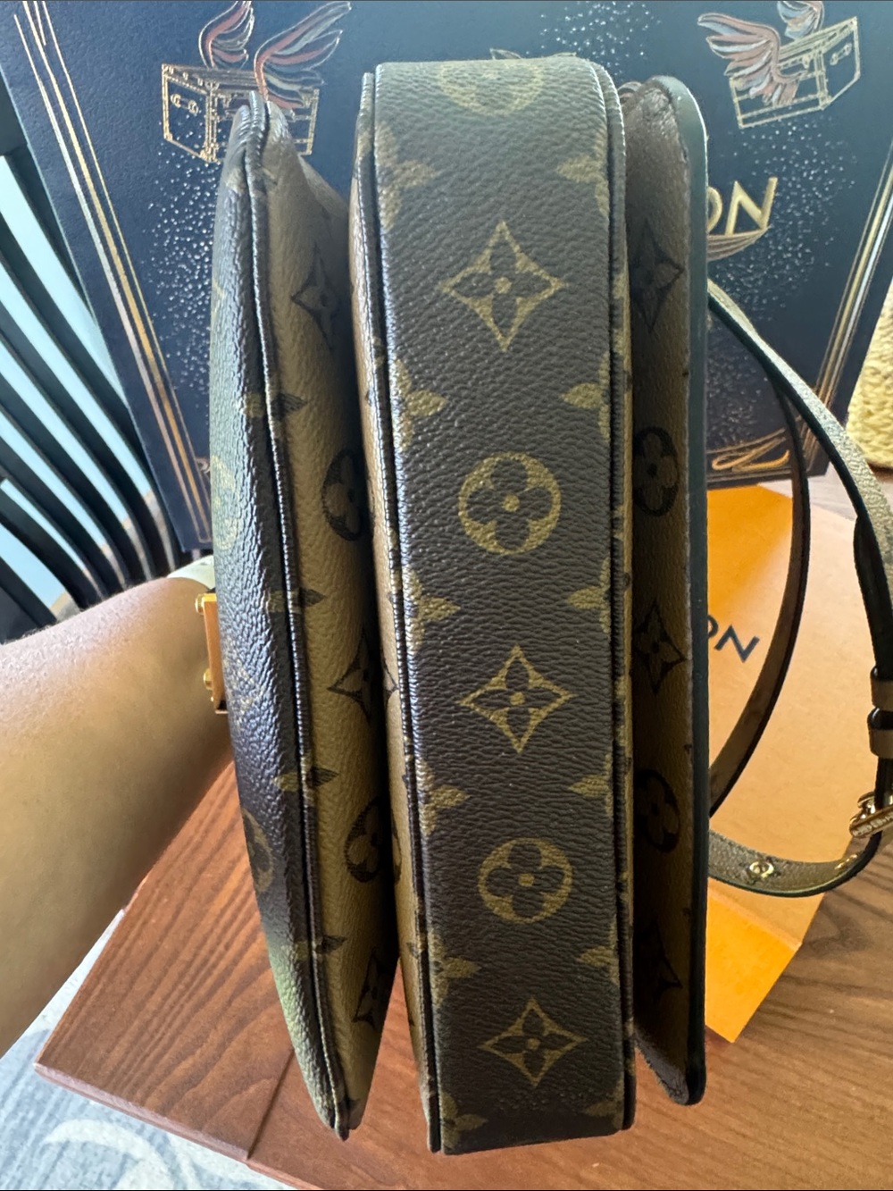 Louis Vuitton Two-Tone Monogram Pochette in Brown and Dark Brown - Picture 4 of 7